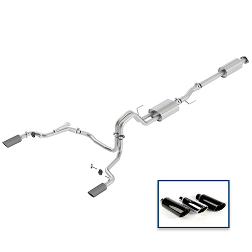 2015-2020 F-150 5.0L CAT-BACK SPORT EXHAUST SYSTEM - REAR EXIT, CARBON FIBER TIPS