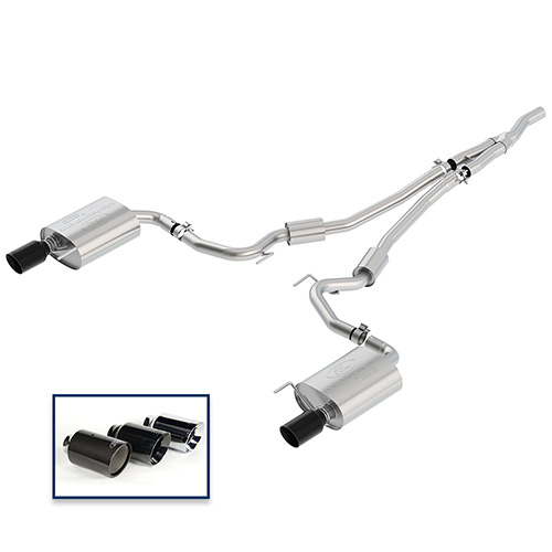 2015-2020 MUSTANG 2.3L ECOBOOST CAT-BACK SPORT EXHAUST SYSTEM WITH BLACK CHROME TIPS
